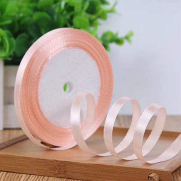 Лента атласная, 6 мм × 23 ± 1 м, цвет шампанское 07#