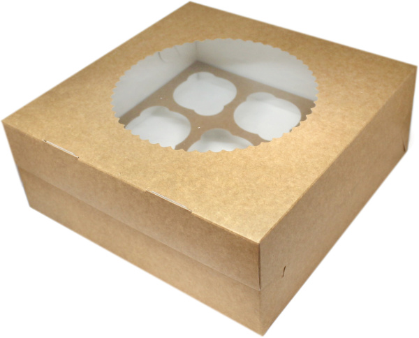 Упаковка крафт двухсторонняя, 250x250x100мм, на 9 капкейков