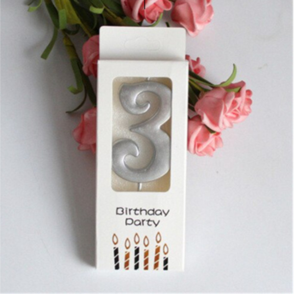 Свеча для торта "Цифра 3" Серебряная 5,5см
