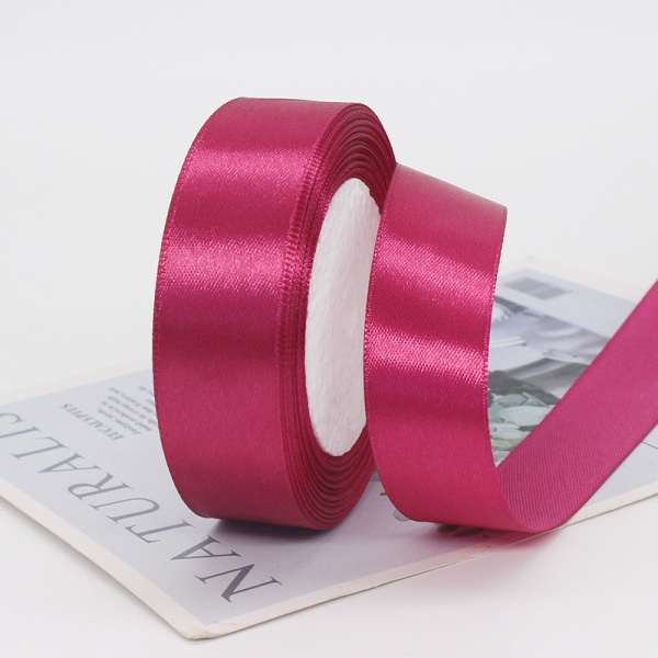Лента атласная, 25 мм × 23 ± 1 м, цвет: глубокая роза красна 28#