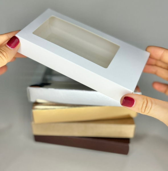 Коробка 155*75*25 мм (белая) под дубайский шоколад с окном