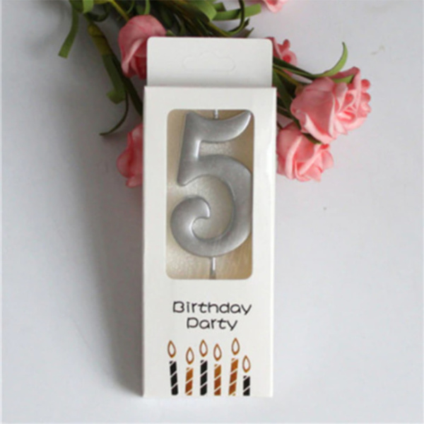 Свеча для торта "Цифра 5" Серебряная 5,5см