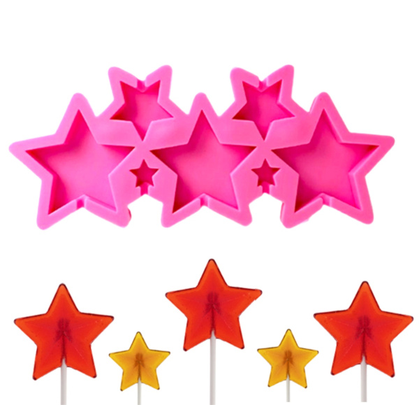Силиконовая форма для леденцов "Звезды" 7шт