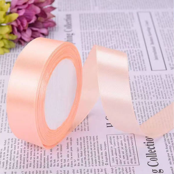 Лента атласная, 25 мм × 23 ± 1 м, цвет шампанское розовое 07#