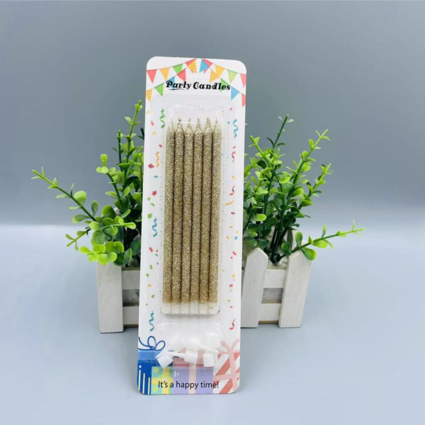 Свечи для торта, цвет шампанского с блестками 6шт