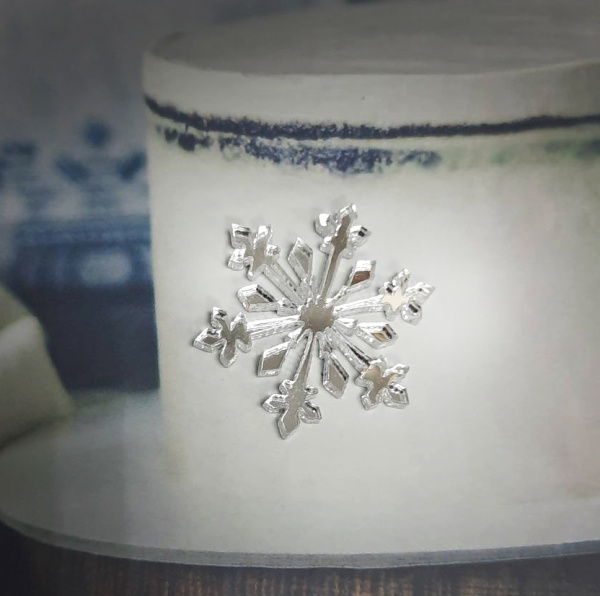 Топпер Снежинка, цвет серебро, 3см