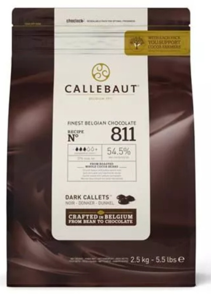 Бельгийский темный шоколад  54.5% Barry Callebaut 2,5 кг 811-RT-U71