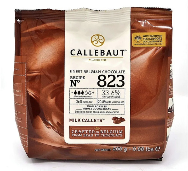 Шоколад молочный 33.6% Callebaut  823, 400гр