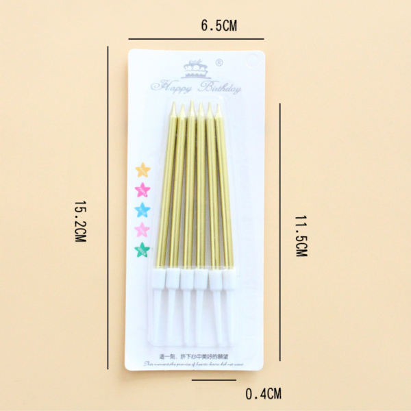 Свечи для торта 6шт 10см цвет: золотой