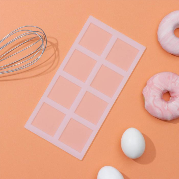 Коврик для айсинга «Квадрат», 8 ячеек, 22,5×11×0,3 см, цвет прозрачный