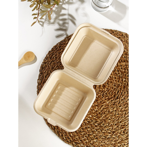 Коробка для бенто-торта из сахарного тростника 450мл 155*150*8см крафт
