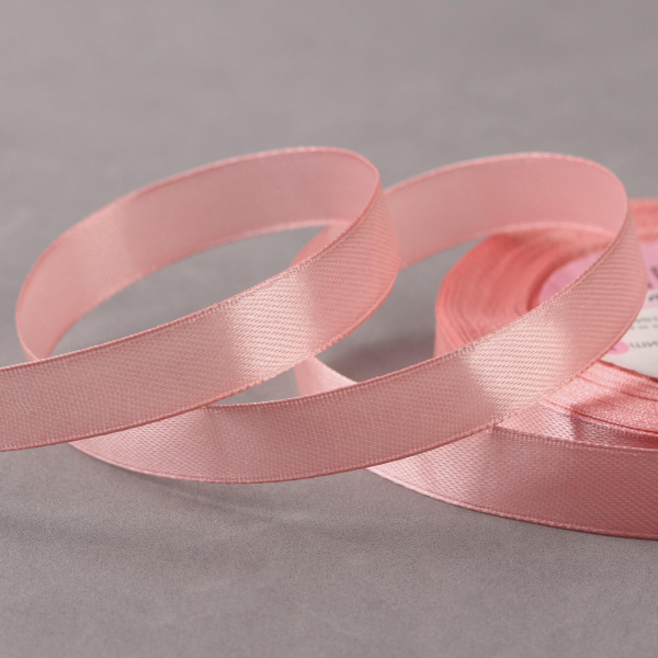 Лента атласная, 12 мм × 23 ± 1 м, цвет жемчужно-розовый №166