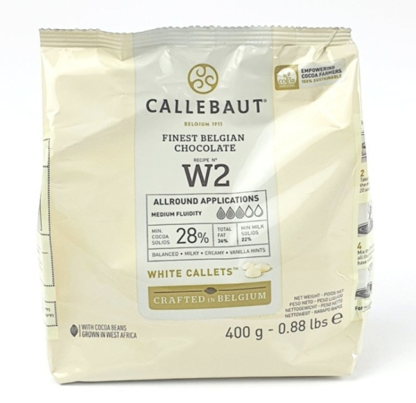 Шоколад белый Callebaut 28% W2, 400гр