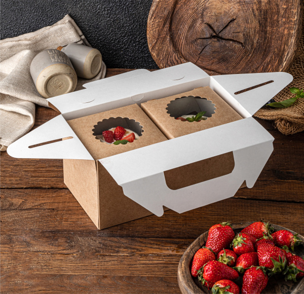 Упаковка для рулета с ручкой, 290x143x98мм. цвет крафт OSQ BOX WITH HANDLE