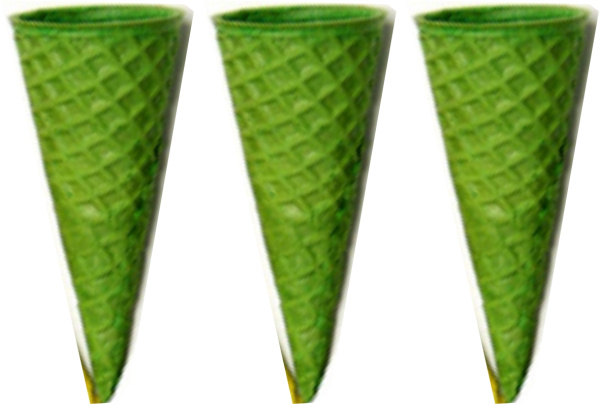 Рожки вафельные зелёный 110мм 10 шт