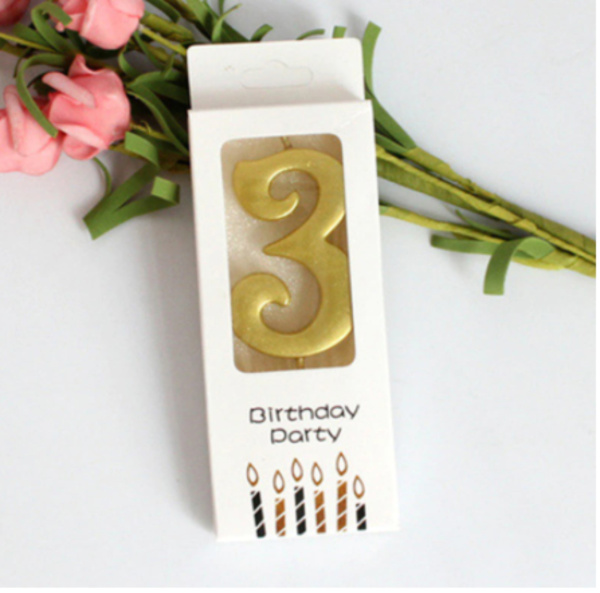 Свеча для торта "Цифра 3" Золотая 5,5см