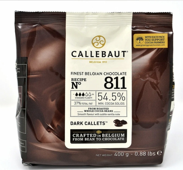 Шоколад темный 54.5% Callebaut 811, 400гр