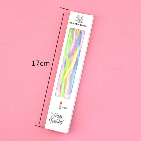 Свечи для торта ВОЛНА 6шт 10см цвет: радуги