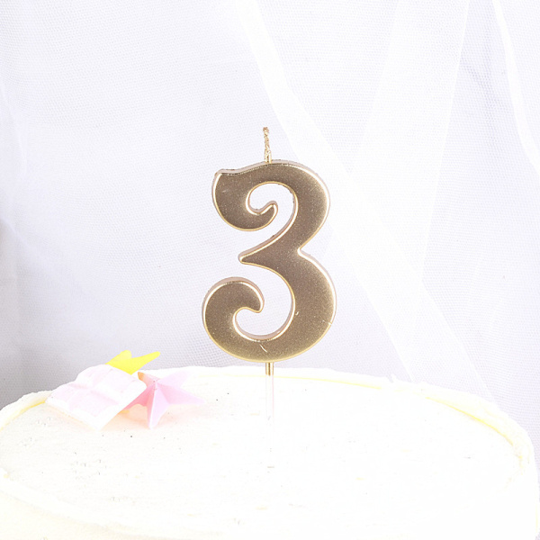 Свеча для торта "Цифра 3" Шампанское 5,5см