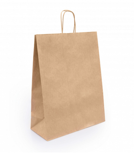 Пакет крафт 26х15х35см, с кручеными ручками и прямоугольным дном