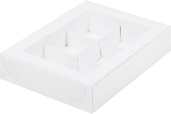 Коробка 155х115х30мм для конфет 6 ячеек Белая