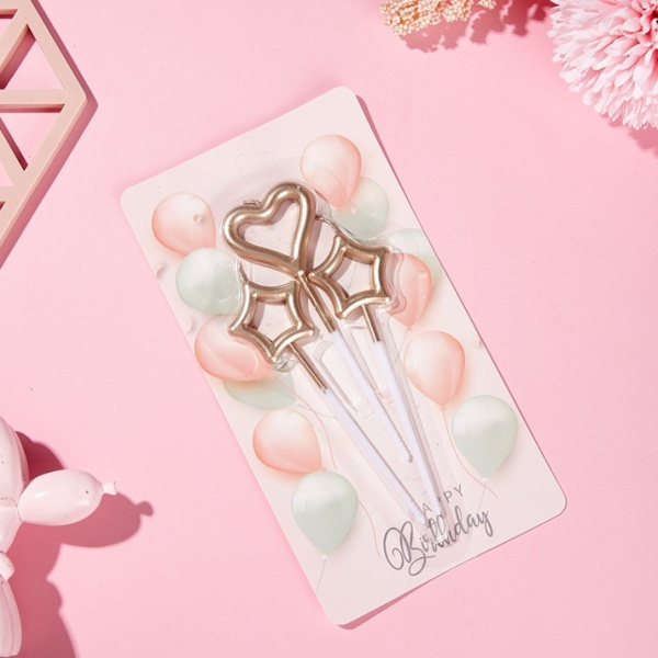 Свечи для торта Сердце и Звезды цвет: Шампанского