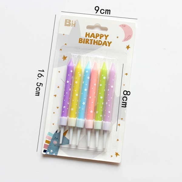 Свечи для торта цветные со звездами 6шт