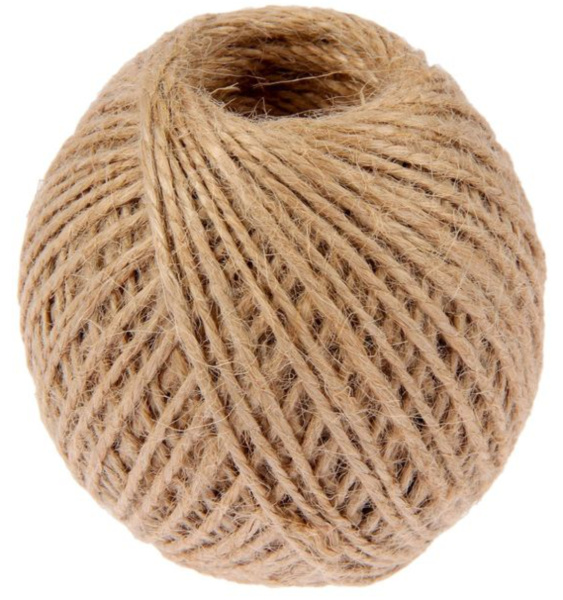 Шпагат джутовый, скрученный d=1,5 мм, 60метр «Шнурком», цвет натуральный