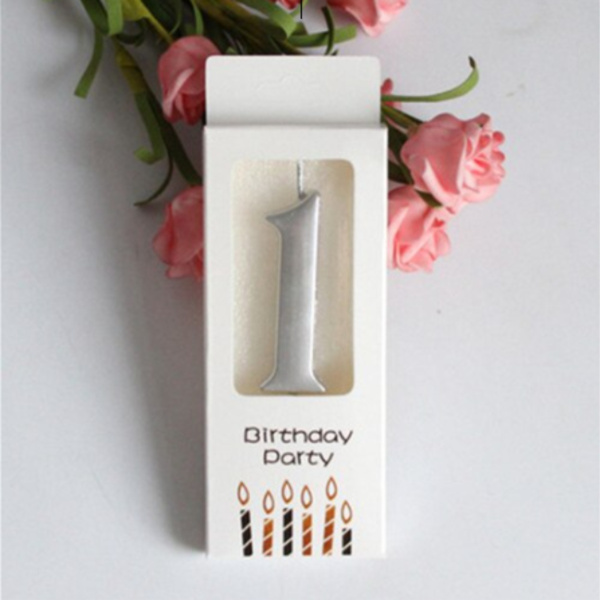 Свеча для торта "Цифра 1" Серебряная 5,5см