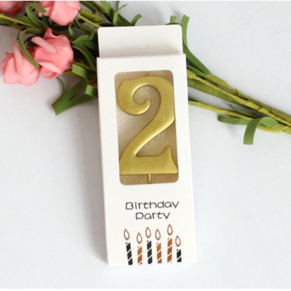 Свеча для торта "Цифра 2" Золотая 5,5см