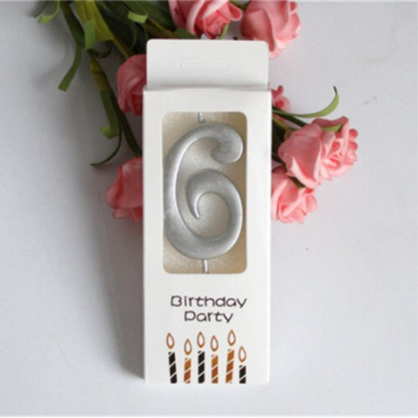 Свеча для торта "Цифра 6" Серебряная 5,5см