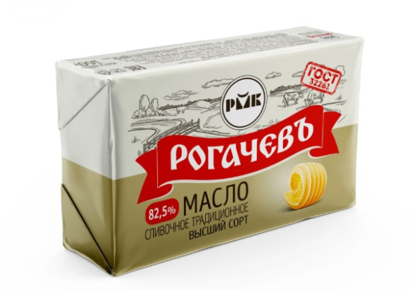 Масло сливочное, Традиционно, м.д.ж. Рогачев 82,5%, 1кг