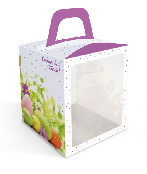 Коробка "под кулич 15*15*18", Счастливой Пасхи
