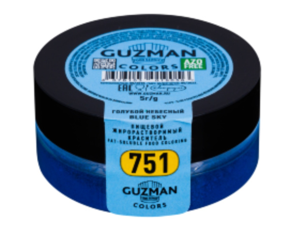 751 Голубой небесный - жирорастворимый краситель GUZMAN - 5г