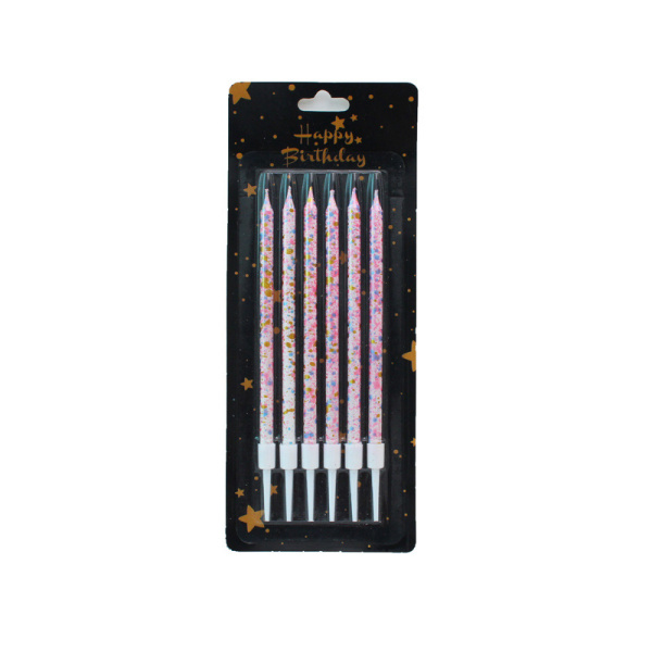 Неоновая свеча, разноцветные блестки, украшение, 6 шт. 11см, Розовая