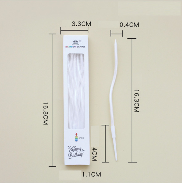 Свечи для торта ВОЛНА 6шт 10см цвет: белый