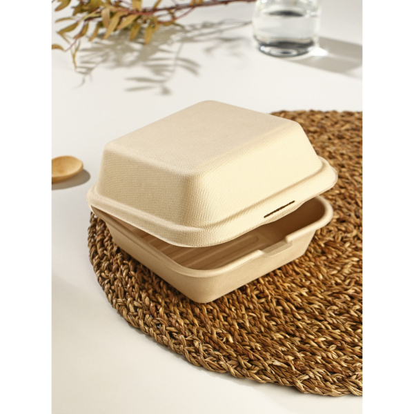 Коробка для бенто-торта из сахарного тростника 450мл 155*150*8см крафт