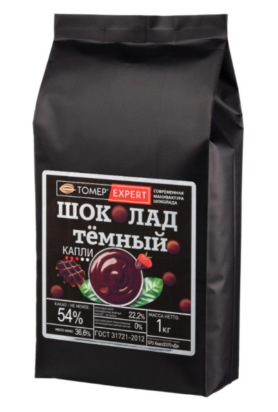 Шоколад Темный 54,6% в каллетах (каплях) - Томер Эксперт 1000 г
