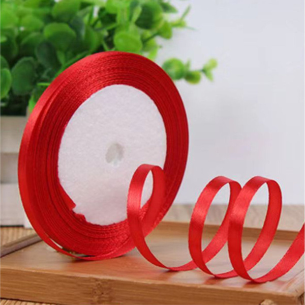 Лента атласная, 6 мм × 23 ± 1 м, цвет красный 26#