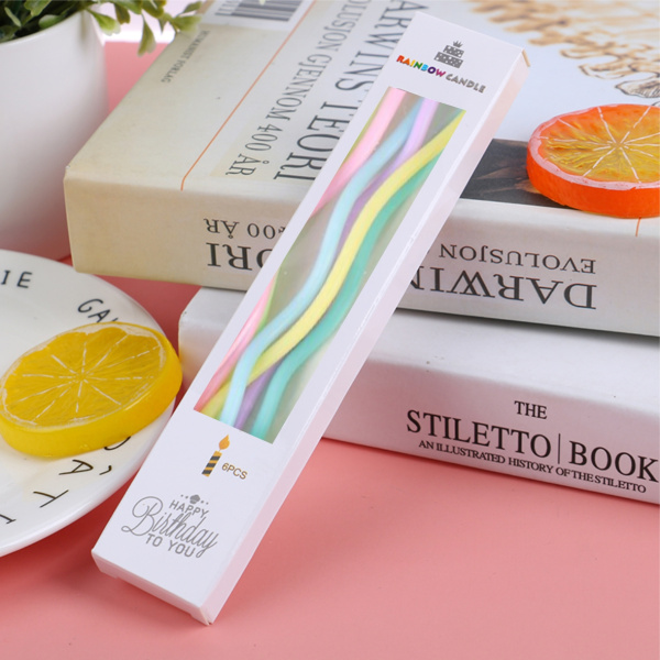 Свечи для торта ВОЛНА 6шт 10см цвет: радуги