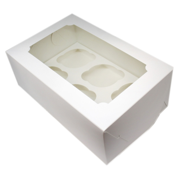 Упаковка белая 250x170x100мм, на 6 капкейков