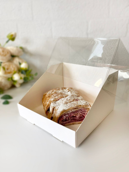 Коробка под 4 капкейк с пластиковой крышкой 160х160х100мм