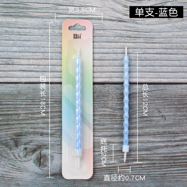 Свеча для торта 1шт 12см цвет: голубой