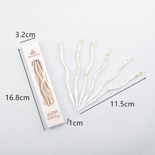 Свечи для торта ВОЛНА 6шт 10см цвет: белый