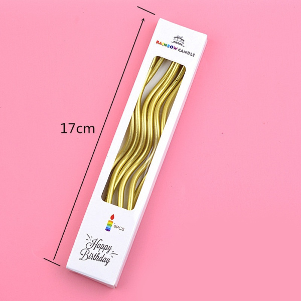 Свечи для торта ВОЛНА 6шт 10см цвет: золотой