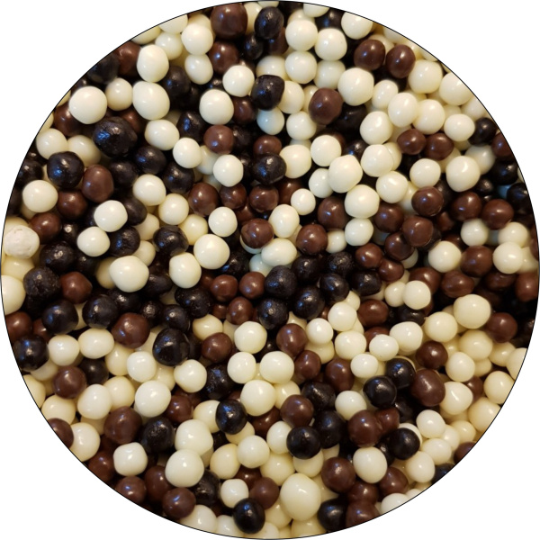 Шарики Криспи шоколадные 50гр бел/тем/мол