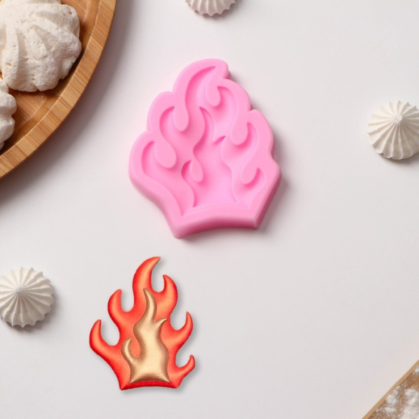 Молд «Огонь», 8×6,5×1 см, цвет розовый