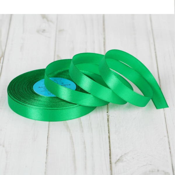 Лента атласная, 12 мм × 23 ± 1 м, цвет зелёный №19