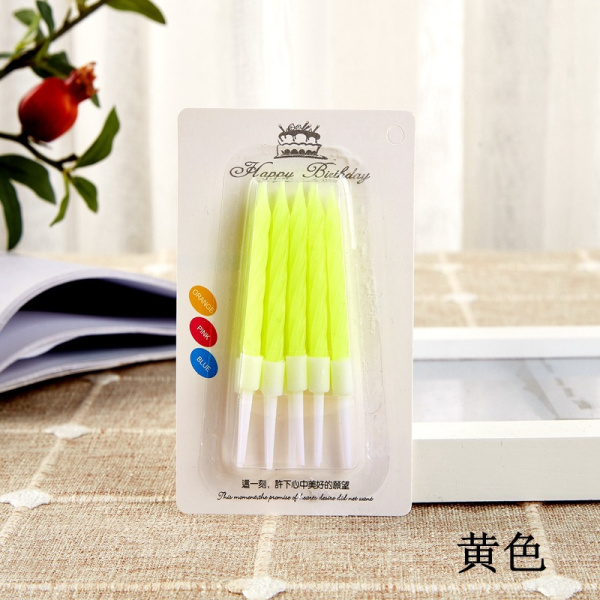 Свеча для торта (бенто), цвет: желтый неон, 5см, 10шт
