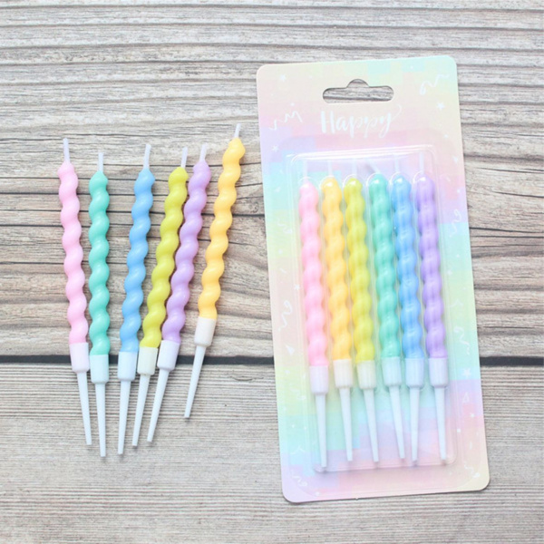 Свечи для торта цветные Спираль 6шт